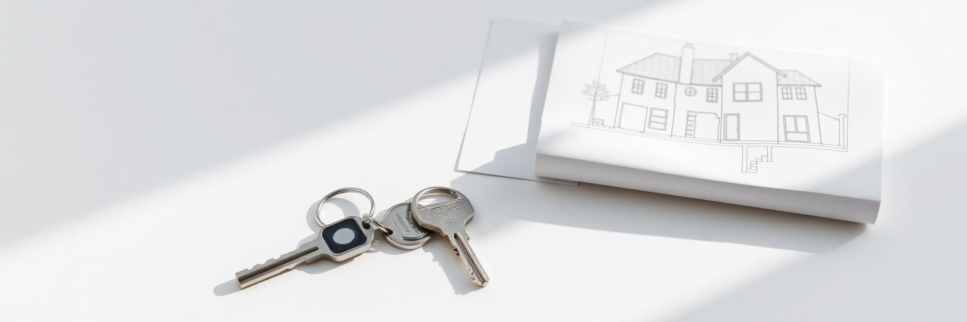House keys and architectural blueprint